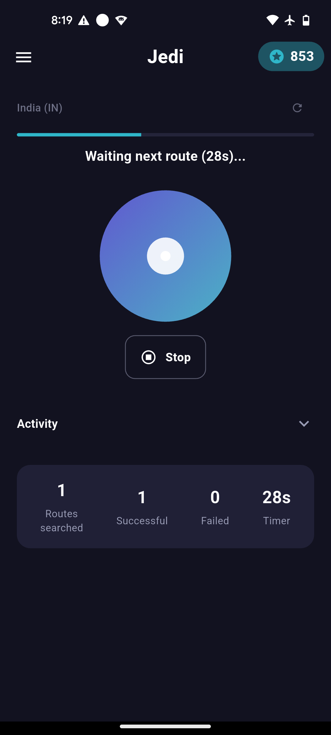 Route check screen