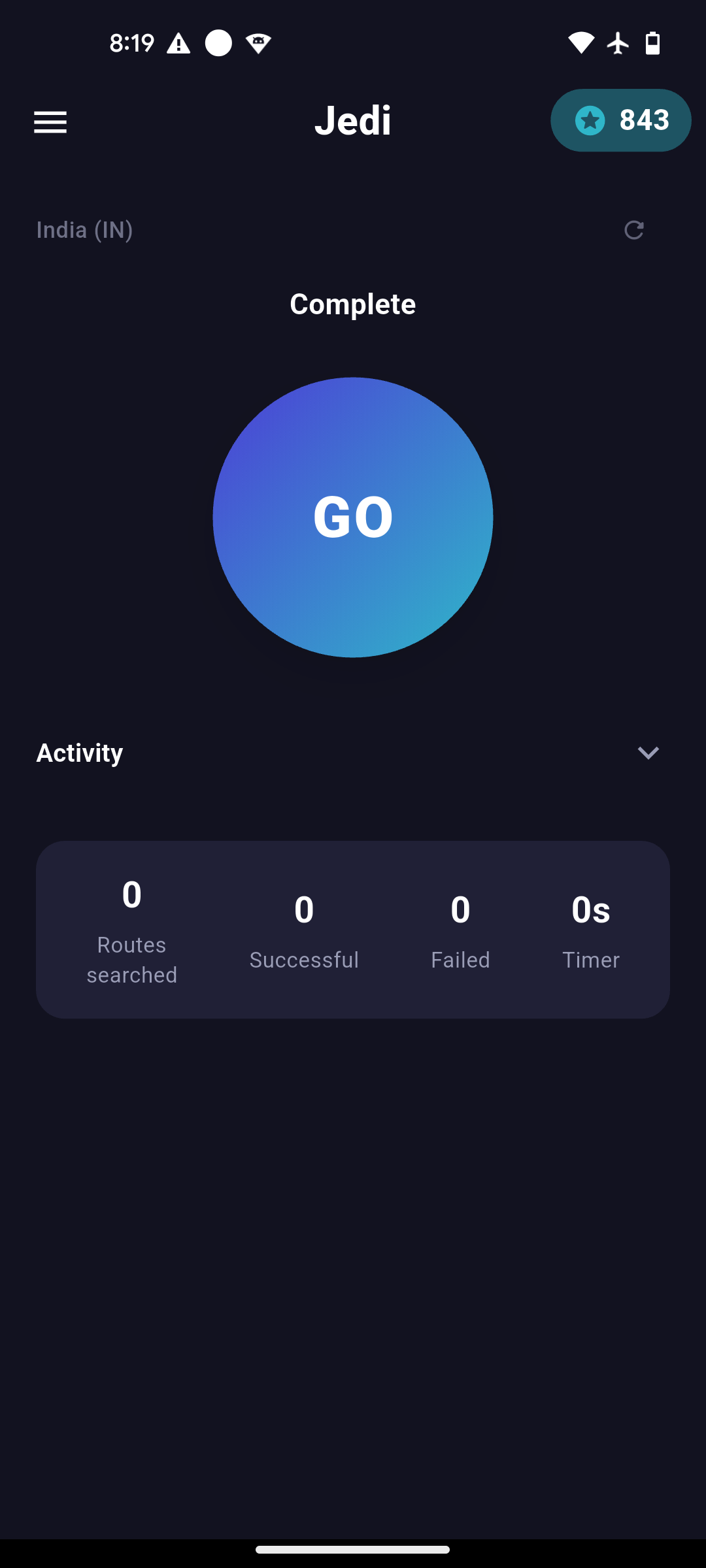 Main screen